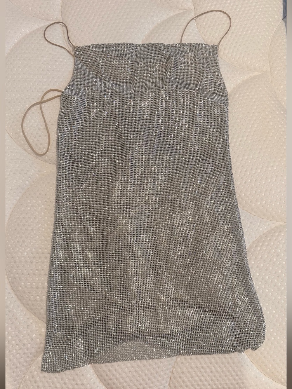 Alice + Olivia Silver Sequin Slip Dress